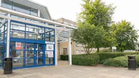 External view of the entrance to Warrington Hospital 