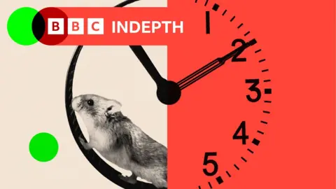 A treated image of a hamster and a clock