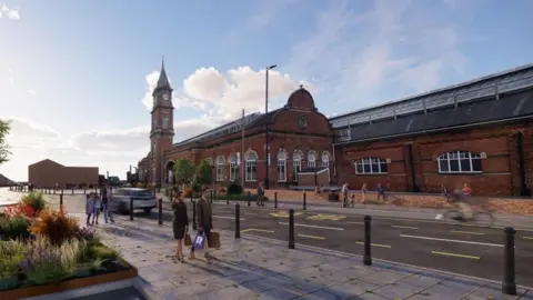 Darlington Borough Council Artist's impression of front of Darlington Station