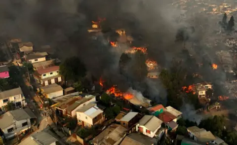 Getty Images Fire in Valparaíso in February