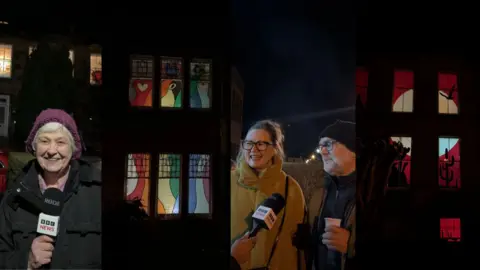 Lenna (left) is a long‑time resident and Wanderland participant, while the passers‑by (right) live nearby and came to see the displays