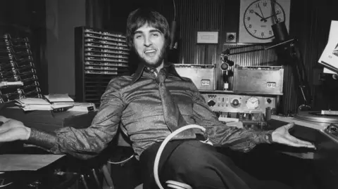 Johnnie Walker in de Radio 1-studio in 1969