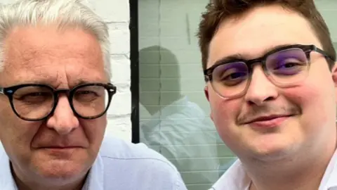 Clément Vandenkerckhove (R) with his father Prince Laurent