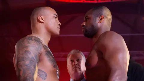 Fabio Wardley and Daniel Dubois face-off at weigh-in