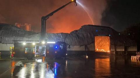The scene of the warehouse fire