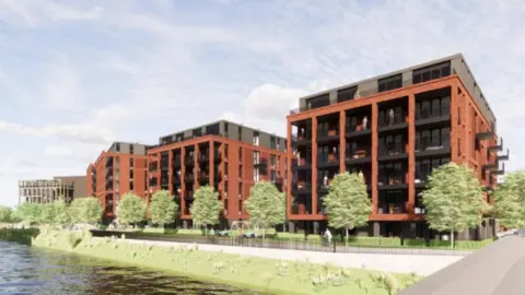AHR Architects An artist's impression of blocks of flats on the waterside
