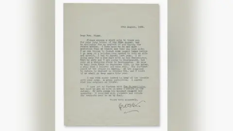 Sotheby's A J.R.R. Tolkien signed typed letter to Eileen Elgar referencing Tolkien's ongoing struggle to compose The Silmarillion.
