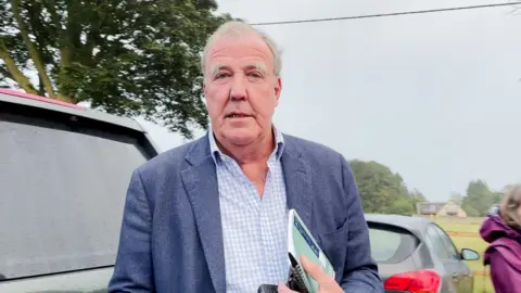 PA Media Jeremy Clarkson at the Memorial Hall in Chadlington, where he held a meeting with local residents over concerns about his Oxfordshire farm shop