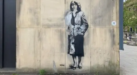 Charles Heslett/BBC Andrea Dunbar mural on wall of building in Bradford