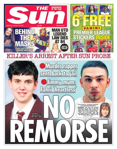 The Sun front page on 18 January 2025