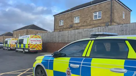 BBC Police cars at Southgate Way in Barrow Hill, Chesterfield