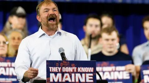Graham Platner, Democratic US Senate candidate for Maine, during a primary election night event at the Blue Hill YMCA in Blue Hill, Maine, US, on Tuesday, June 9, 2026.