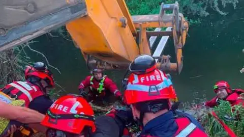 Leicestershire Fire and Rescue Service Nell the horse being retrieved from the canal