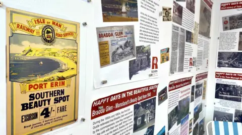 Rushen Heritage Trust Posters and information slips pasted on the wall