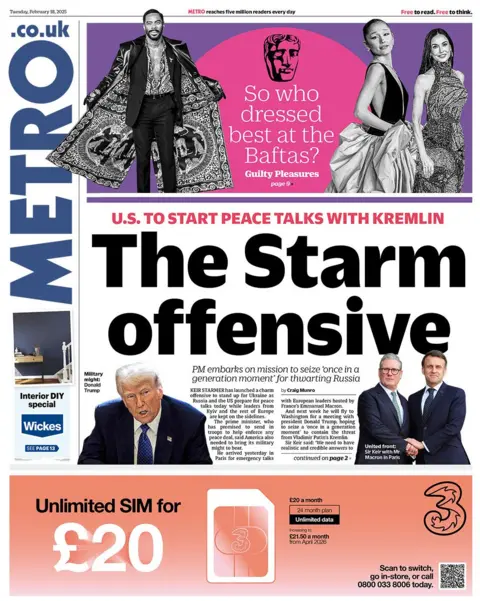 The headline of the Metro newspaper reads: The Starm offensive