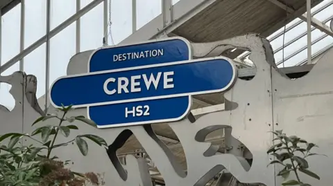 BBC HS2 sign at Crewe Station