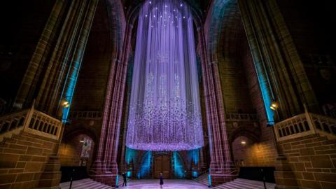 The Peace Doves installation at Liverpool Cathedral