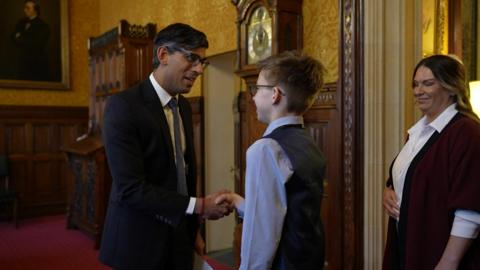 Rishi Sunak meets 12-year-old Zach Eagling, who successfully campaigned for Zach's Law