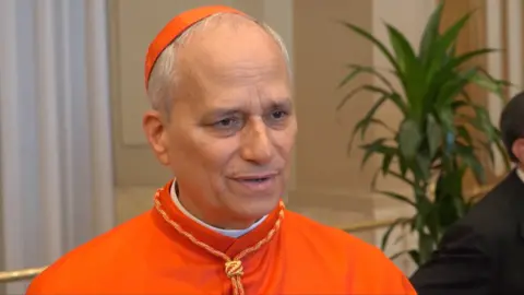Pope Leo is talking to the press in 2023