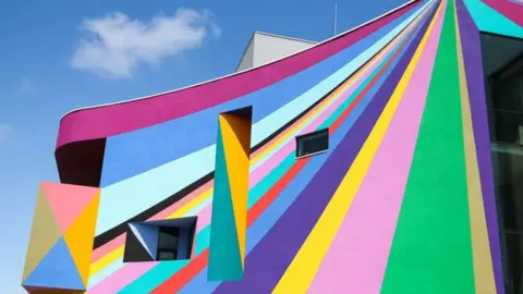 Eva Eastman A multi-coloured building.
