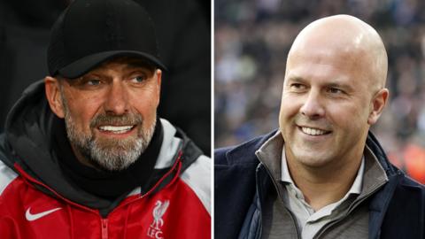 Liverpool manager Jurgen Klopp and Feyenoord boss Arne Slot
