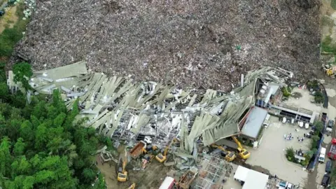 BFP R7 Cebu City FS Aerial shot of a collapsed section in a giant landfill