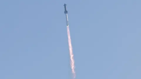 The SpaceX 'Starship' rocket takes off from the company's Starbase facility in Texas, USA.