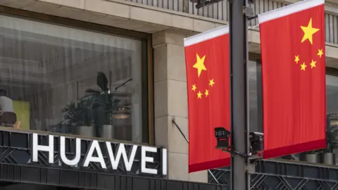 Signage at a Huawei store in Shanghai.