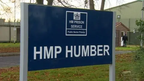 BBC HMP Humber sign outside a prison building