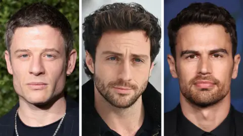 Getty Images A composite picture with portrait photos of James Norton, Aaron Taylor-Johnson and Theo James