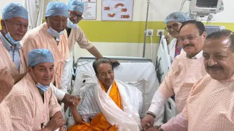 India's activist Sonam Wangchuk (centre) in hospital. Photo: 23 July 2026