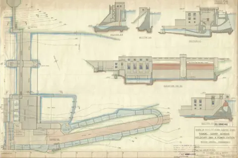 SSE Heritage Technical drawing of Pitlochry dam and power station