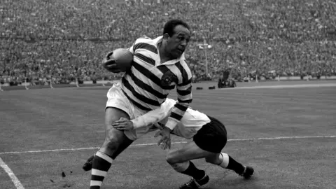 Billy Boston during the 1959 Rugby League Challenge Cup Final.
