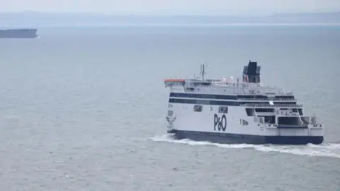 Reuters A P&O ferry entering the Port of Dover at sea.