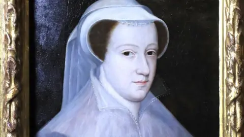 PA Media Portrait of Mary, Queen of Scots, wearing a white hood and veil 