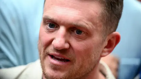 Tommy Robinson  outside Westminster Magistrates' Court