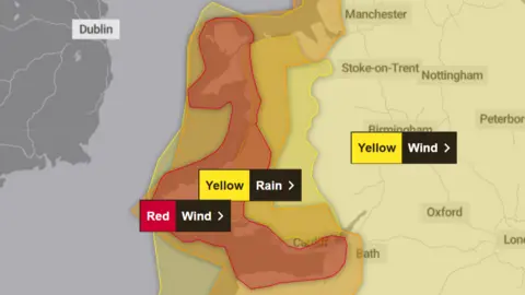 Met Office Met Office representation  of Wales for Storm Darragh 