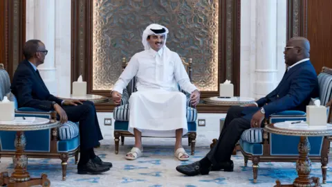 Qatar's Ministry of Foreign Affairs The African presidents meeting with Emer of Qatar Sheikh Tamim bin Hamad Al Thani in Dohar 