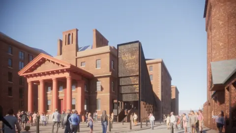 Feilden Clegg Bradley Studios  An artist impression of the new iron entrance on the side of the Martin Luther King Jr building