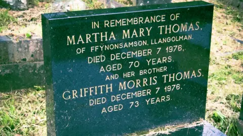 BBC News A sedate  headstone for Griff and Martha Mary Thomas, who was known arsenic  Patti