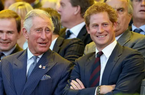 Then-Prince Charles and Prince Harry at Invictus Games in London, 2014