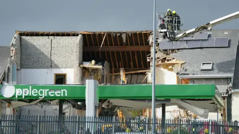 PA The filling station in Creeslough, County Donegal, pictured in the aftermath of the explosion on 7 October 2022.