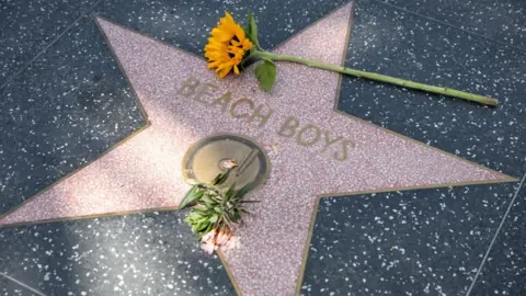 EPA Flowers lie on the Beach Boys' Hollywood Walk of Fame star in Los Angeles, California, USA, 11 June 2025.