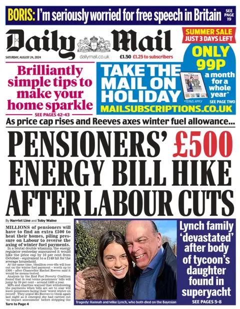 Daily Mail: Pensioners' £500 energy bill hike after labour cuts