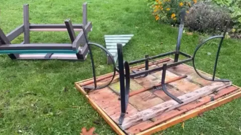 LDRS Overturned tables on a lawn