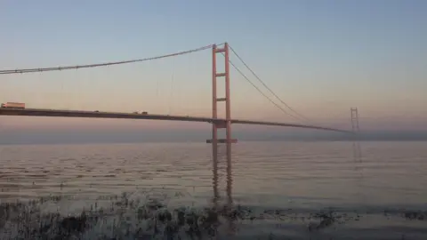 A view of the Humber Bridge taken from Barton-upon-Humber