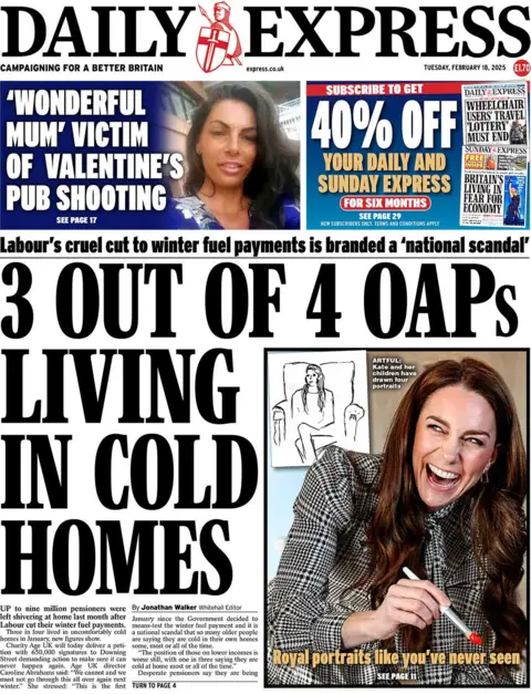 Judul Daily Express berbunyi: 3 dari 4 OAP yang tinggal di rumah dingin