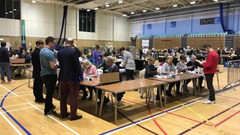 Election count at the Spectrum in Guildford in December 2019