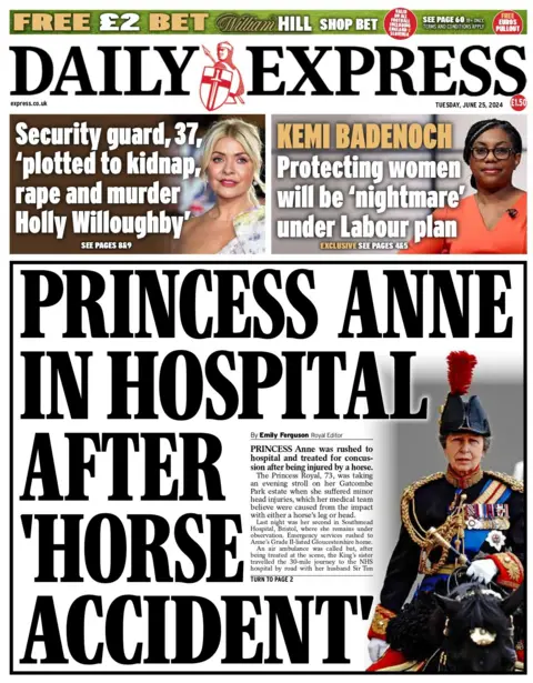 Daily Express: Princess Anne in hospital after horse accident