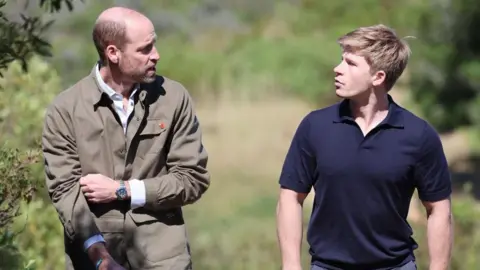Getty Images Prince William and Robert Irwin speaking in 2024 at Signal Hill in South Africa